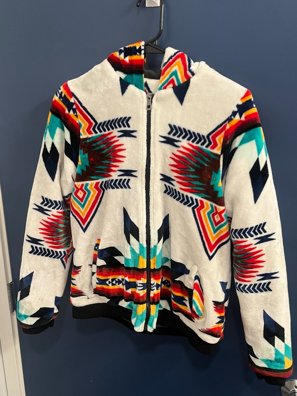 Kids Multicolor Native American Indigenous Zip Hoodie Fleece Jacket